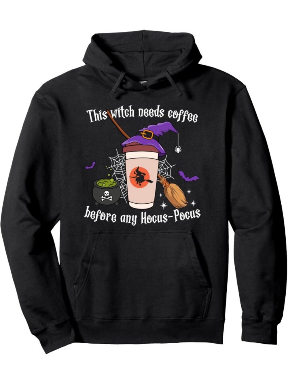 Funny Witch Coffee Hoodie | Hocus Pocus Halloween Pullover | Cozy Fall Apparel